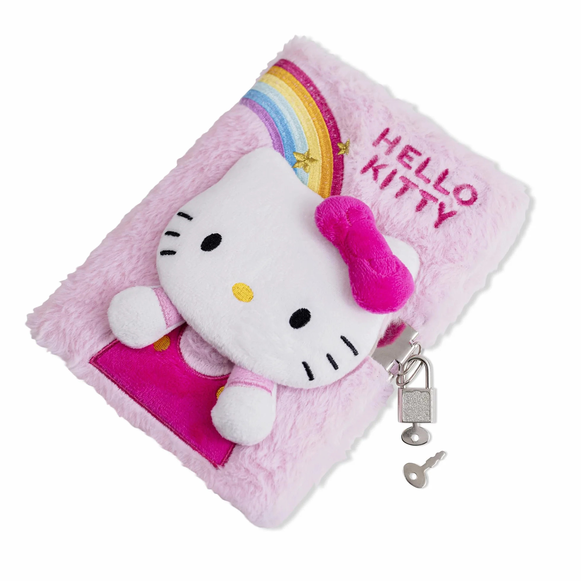 Hello Kitty Journal intime 3D A5 ligné en peluche avec cadenas