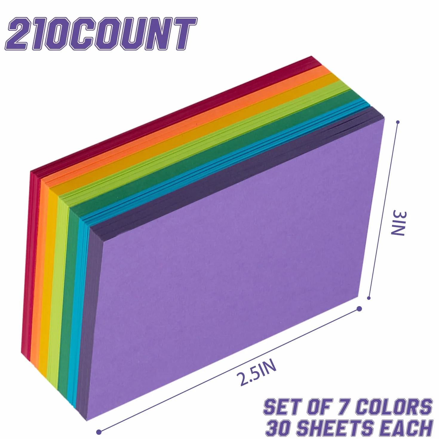 Cartes de Revision A6 180 g/m², 7 Couleurs Flash Cards Bristol, 210 Pièces
