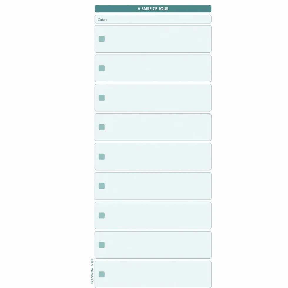 Exacompta carnet spiralé A faire ce jour 125 feuilles 297 x 140 mm certifié PEFC