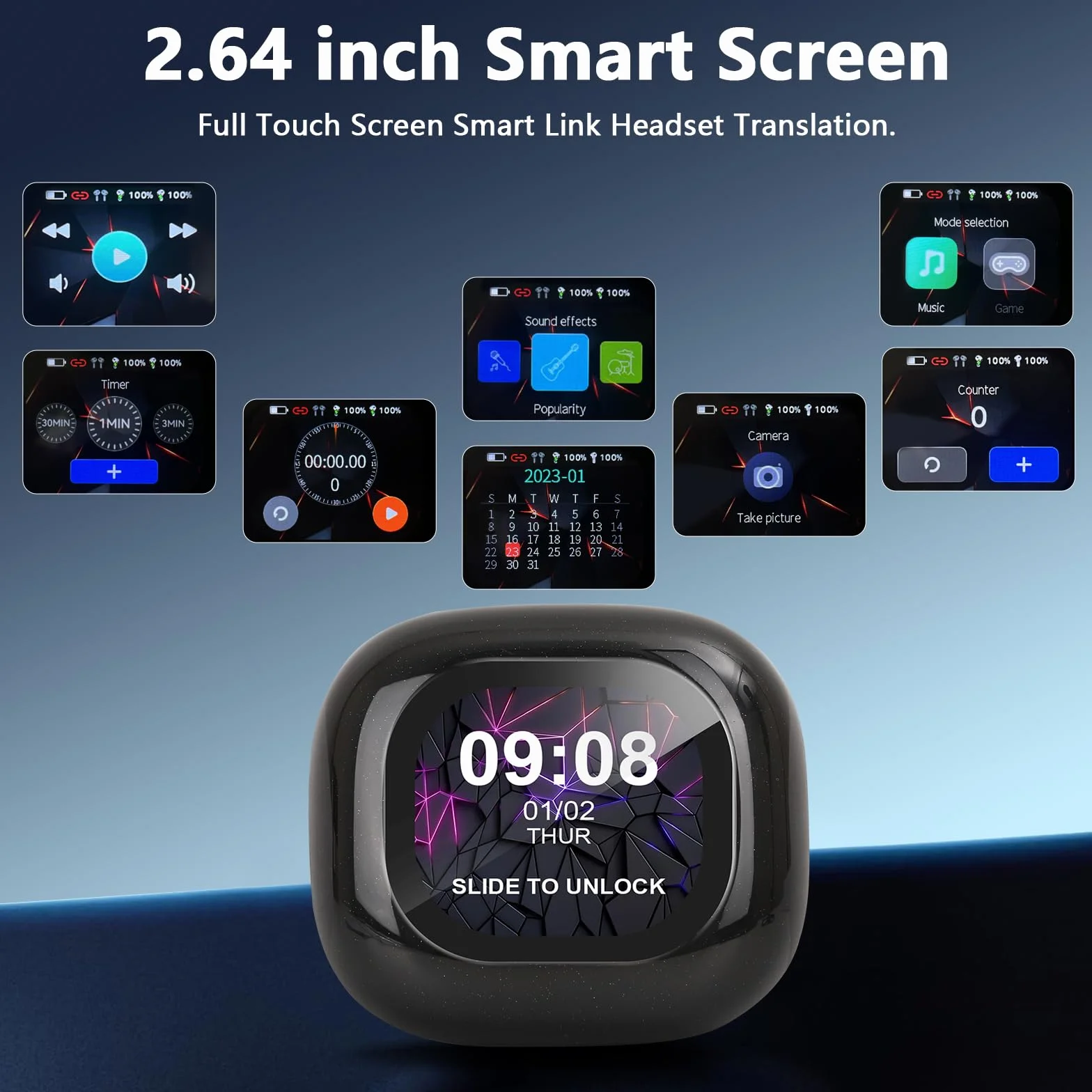 Écouteurs de Traduction IA en Temps réel 3-en-1 Bluetooth avec écran Tactile LCD Compatible 164 Langues