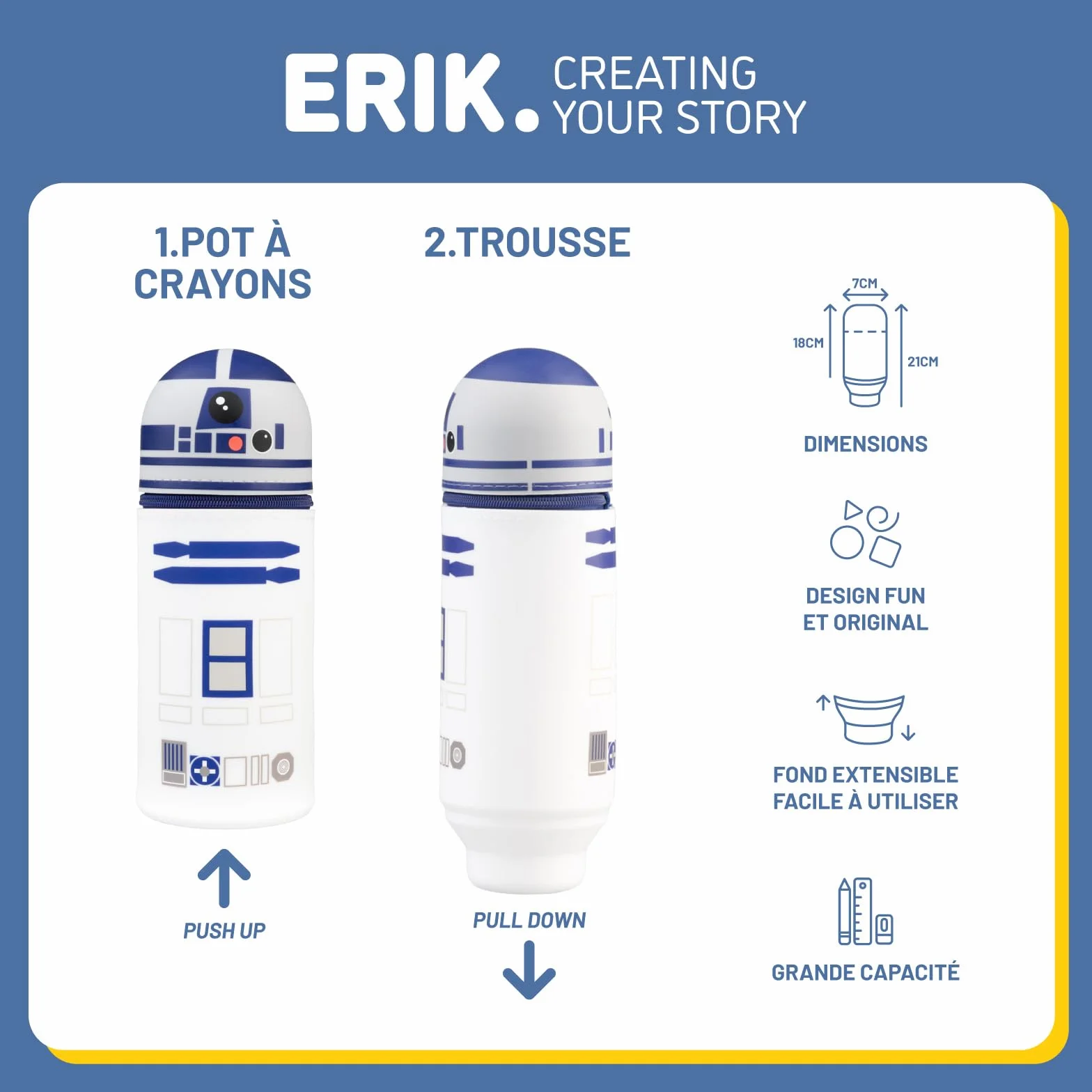 Grupo Erik Trousse 3D Star Wars Silicone Extensible Fournitures Scolaires