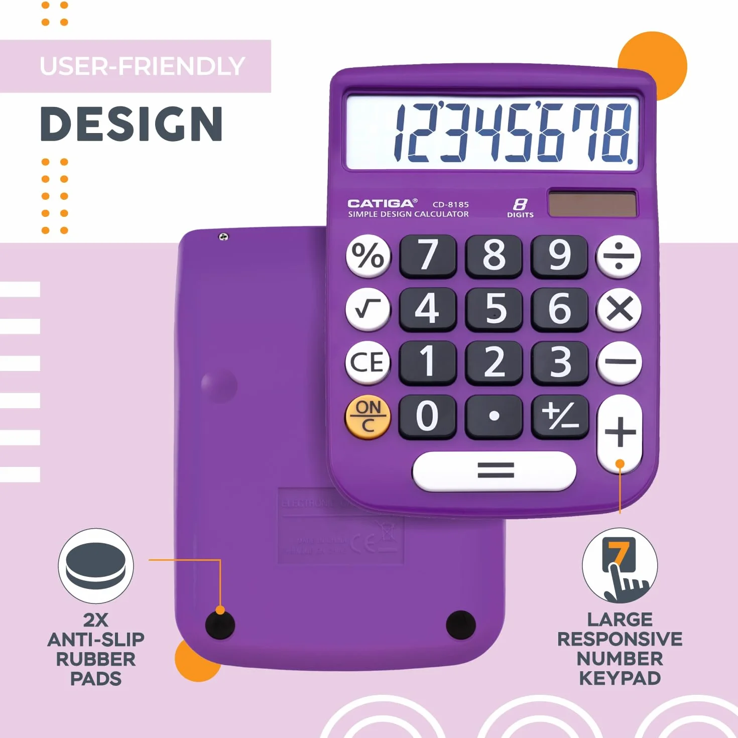 CATIGA Calculatrice de Bureau 8 Chiffres Solaire LCD 4 Fonctions
