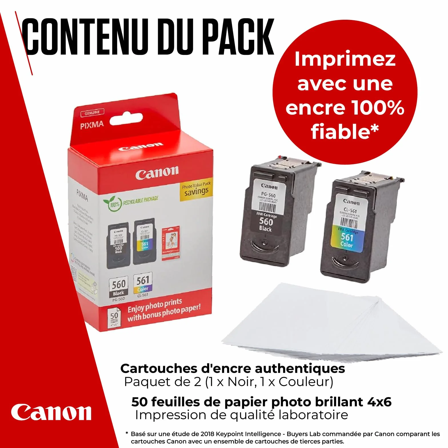 Canon CLI-571 Lot de 4 Cartouches d'encre Authentiques Noir Cyan Magenta Jaune Multipack