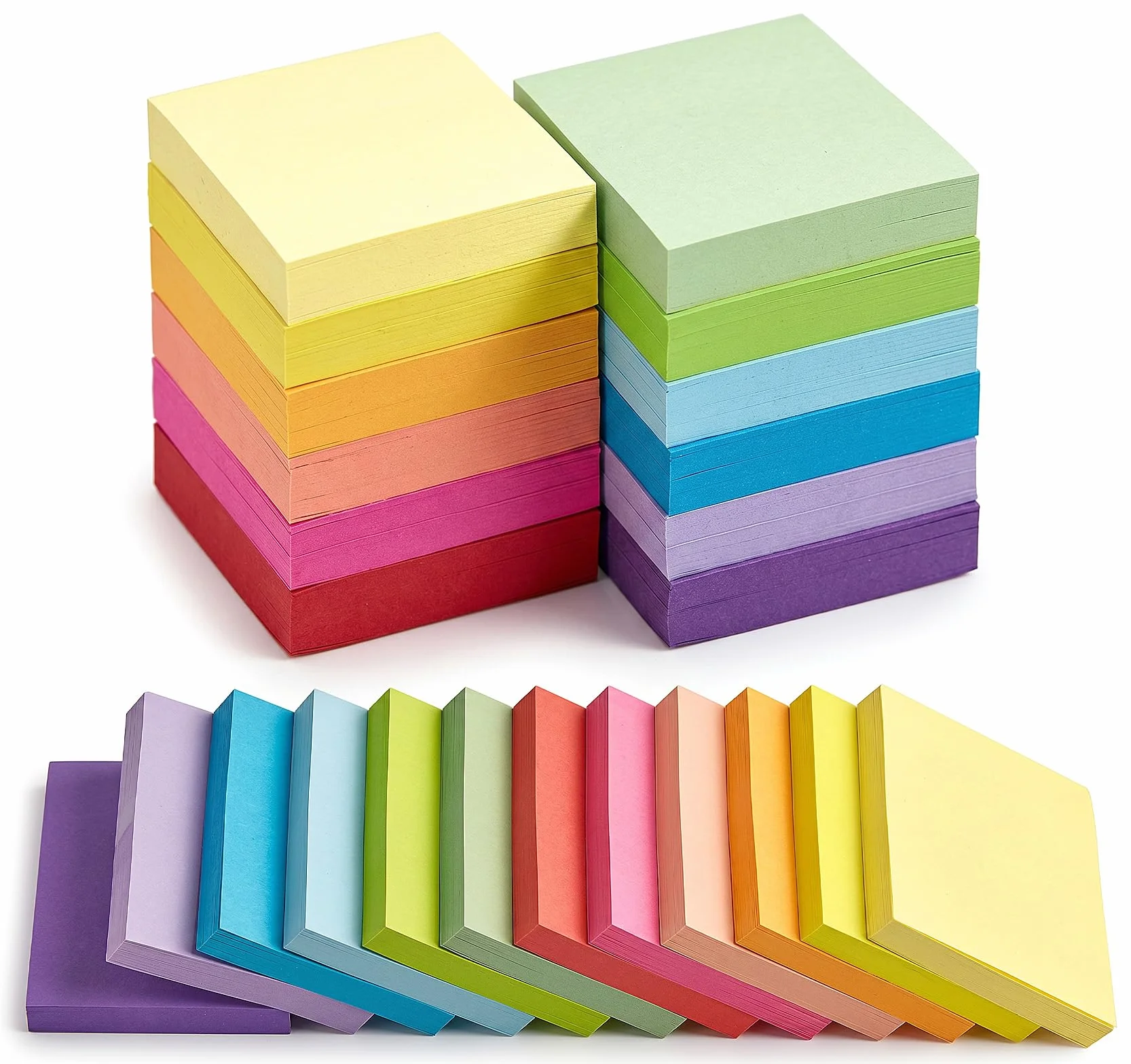 Agoer 1200 Feuillets Notes Super Sticky Notes, 50 x 38mm, 12 Couleurs, 12 Blocs, Mini Notes Adhésives Réutilisables pour Bureau