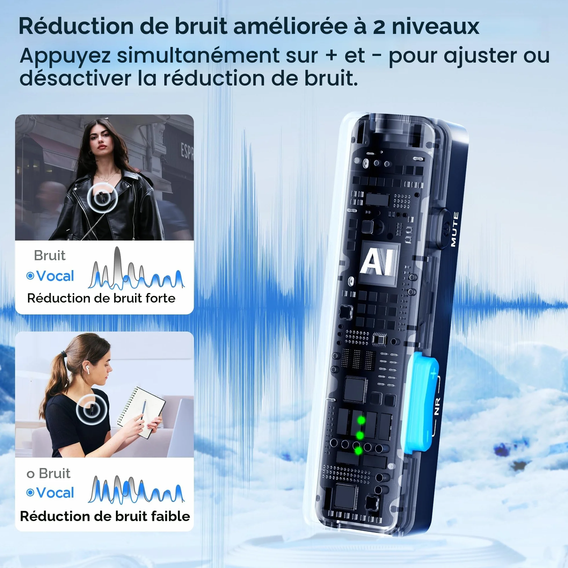BOYA BOYALINK Microphone Lavalier sans Fil 48KHz 24Bit 30h Réduction Bruit USB-C Lightning 3.5mm