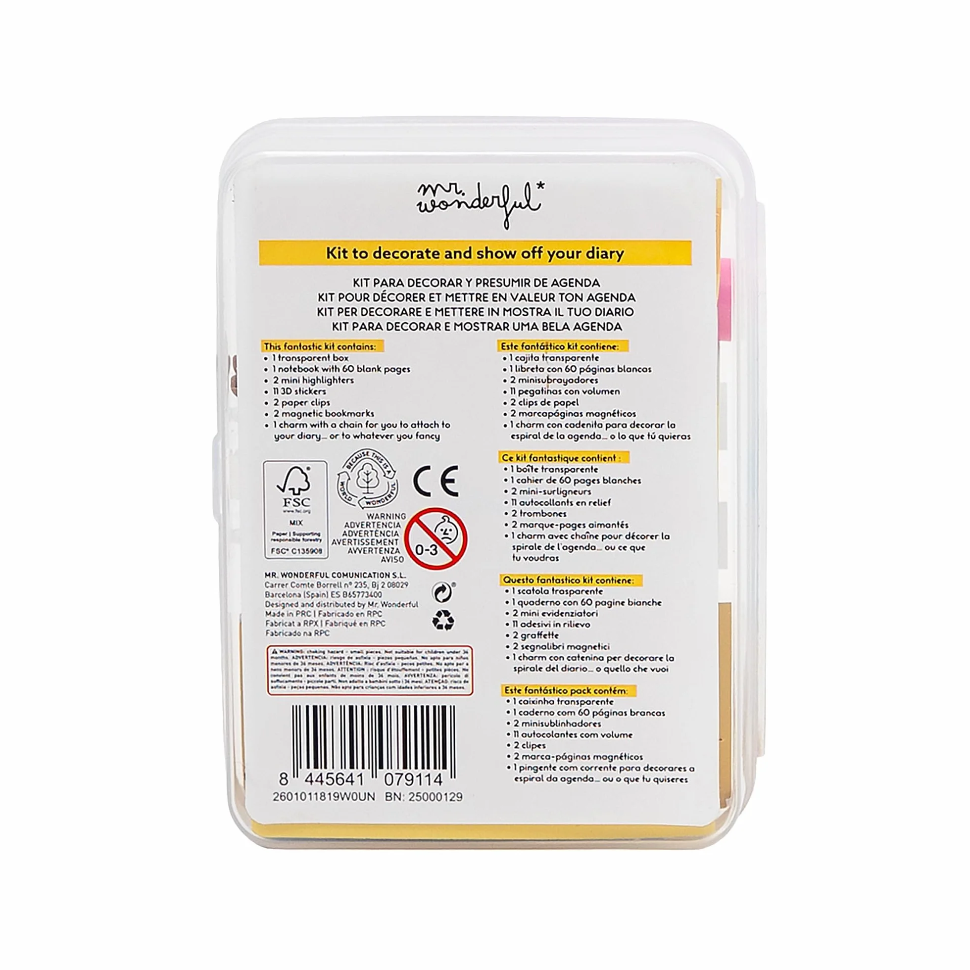Mr. Wonderful Kit Papeterie Créative Here to Play – Set Autocollants Surligneurs Marque-Pages Mini Carnet