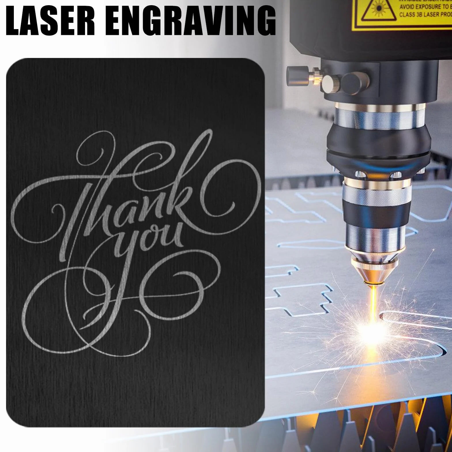 Cartes de visite en métal aluminium gravées au laser mates vierges lot de 100 noir