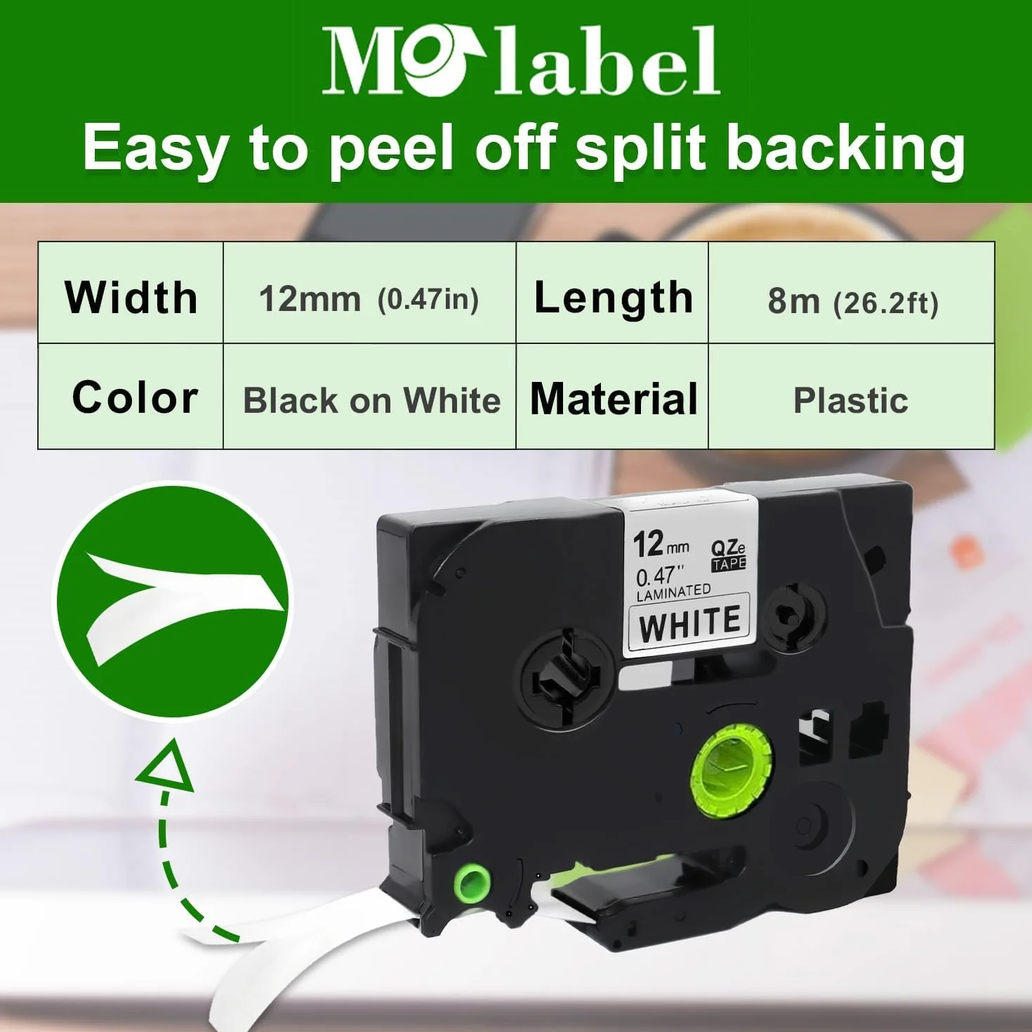 Lot de 10 rubans Brother TZe-231 TZ-231 12 mm blanc laminé pour P-Touch