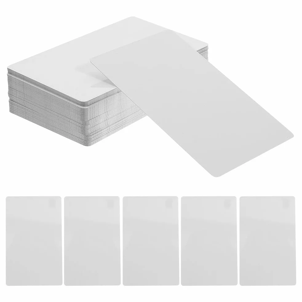 Operitacx 50 Cartes de Visite Métal Vierges Sublimation Épaisses Surface Lisse Coins Ronds Accessoires Bureau Personnalisation DIY