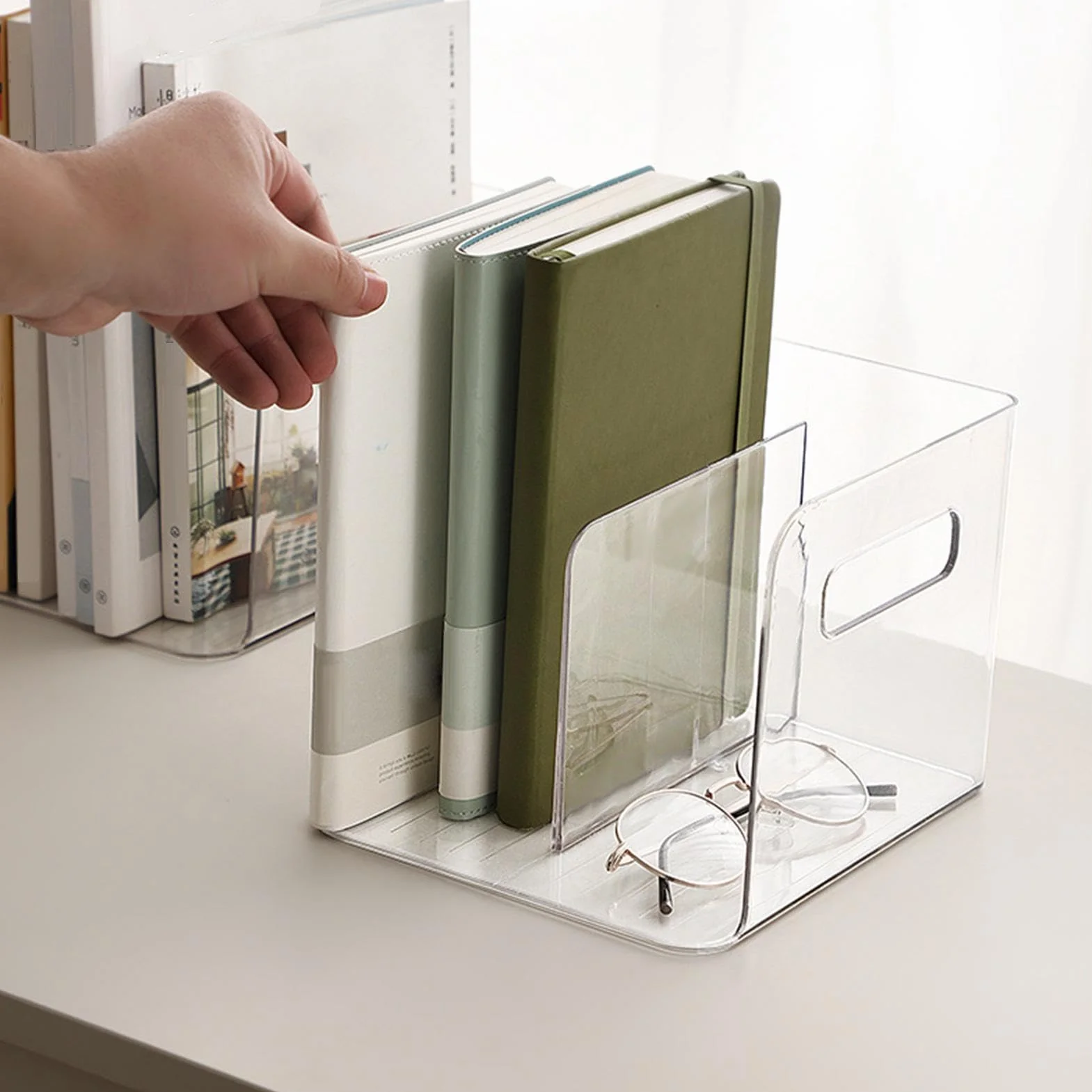 Porte Documents Acrylique Transparent 2 Compartiments Organiseur Bureau Vertical