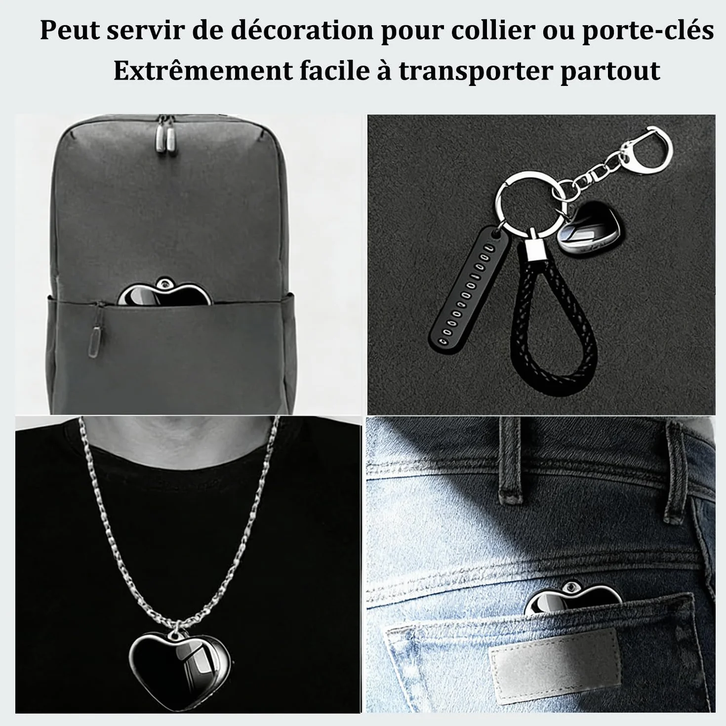 Mini Enregistreur Vocal 16G avec Activation Vocale Micro Dictaphone Numérique Écouteurs Pendentif