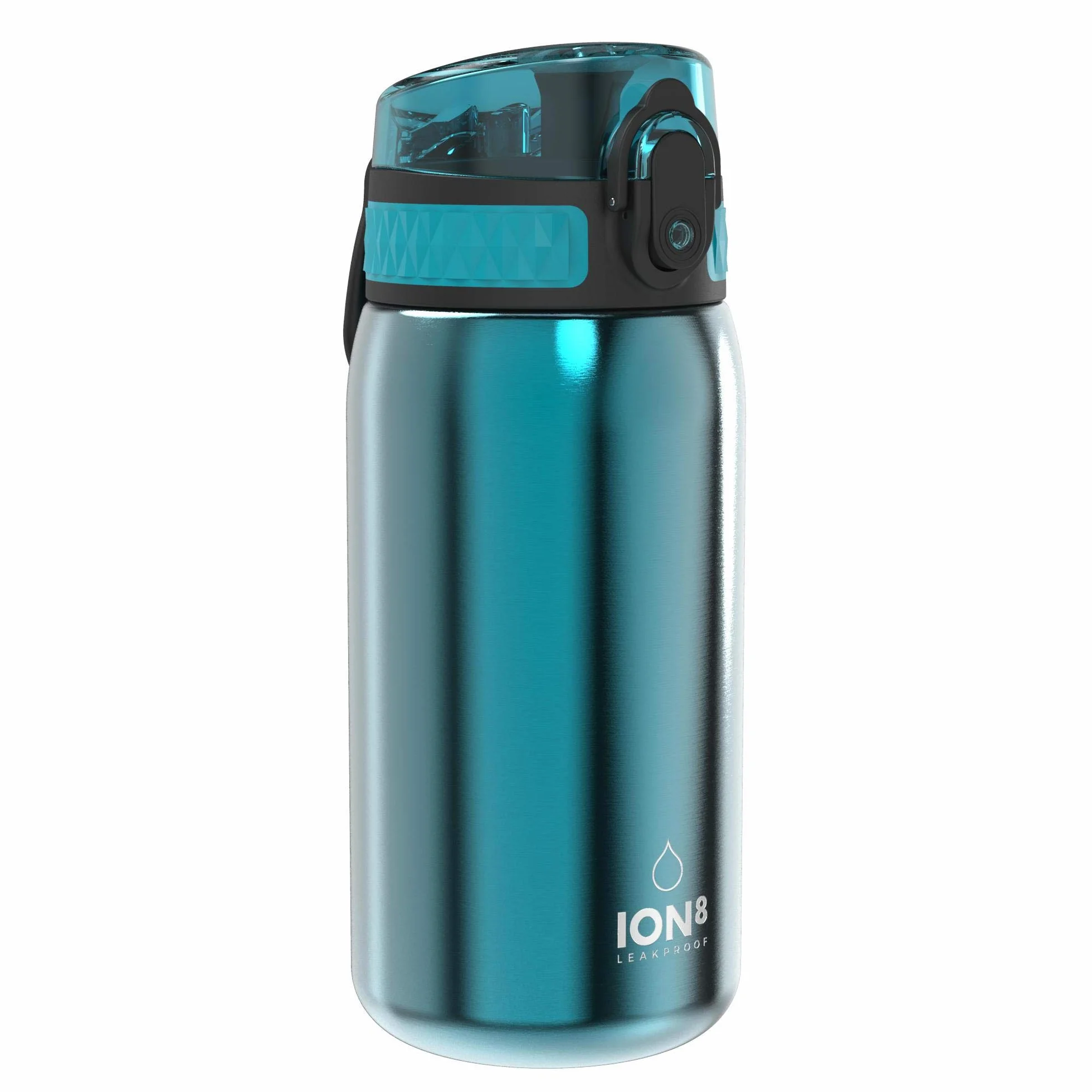 Ion8 Gourde Enfant Inox 400ml Anti-Fuite Facile à Ouvrir Verrouillage Sécurisé Lavable Lave-Vaisselle Poignée Transport Acier Inoxydable Aqua
