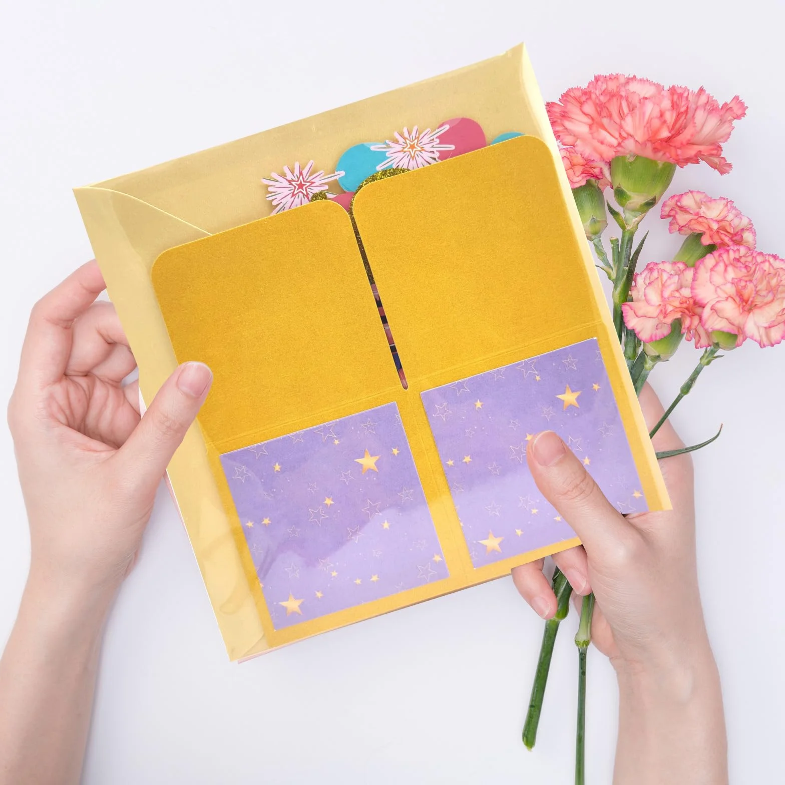 Carte Pop Up Anniversaire 10 Ans Or Rose 3D avec Enveloppe pour Fille