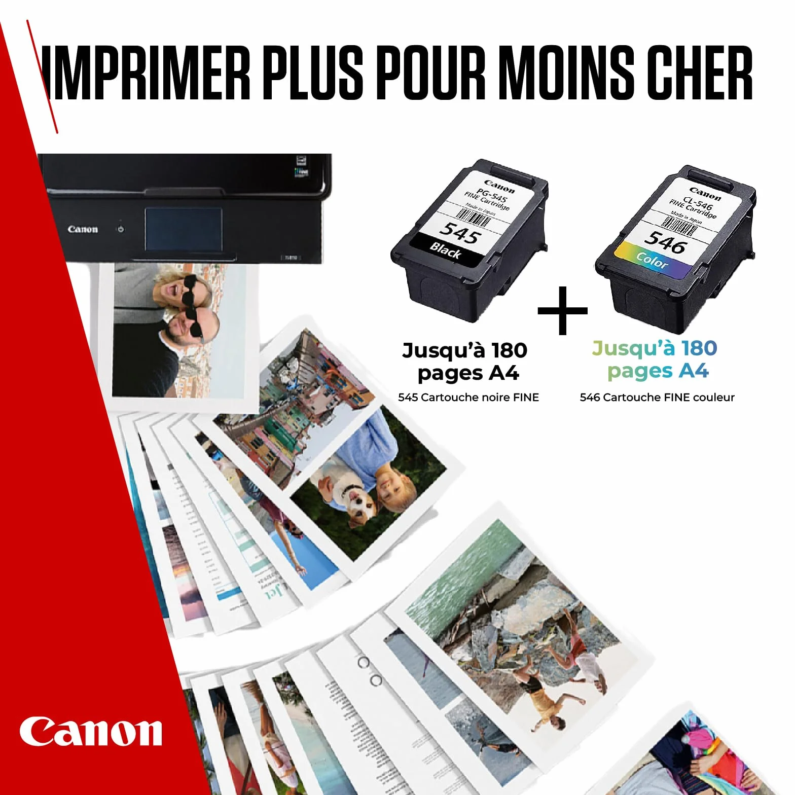 Canon PG-545 CL-546 Cartouches d'encre Authentique 2 Pack & Papier Photo 4x6 50 Feuilles