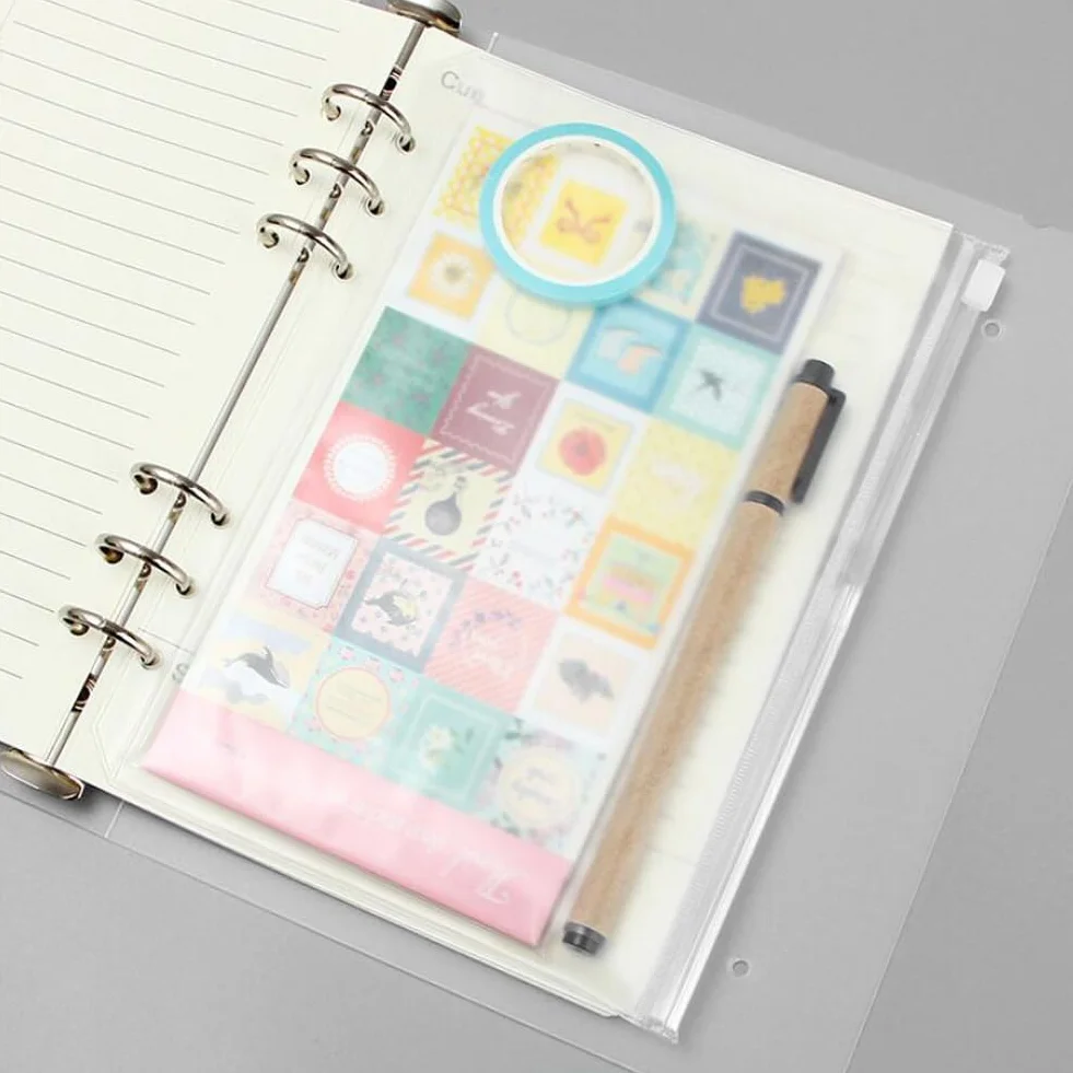 Couverture de Classeur A5 Transparent 6 Anneaux Plastique Protection