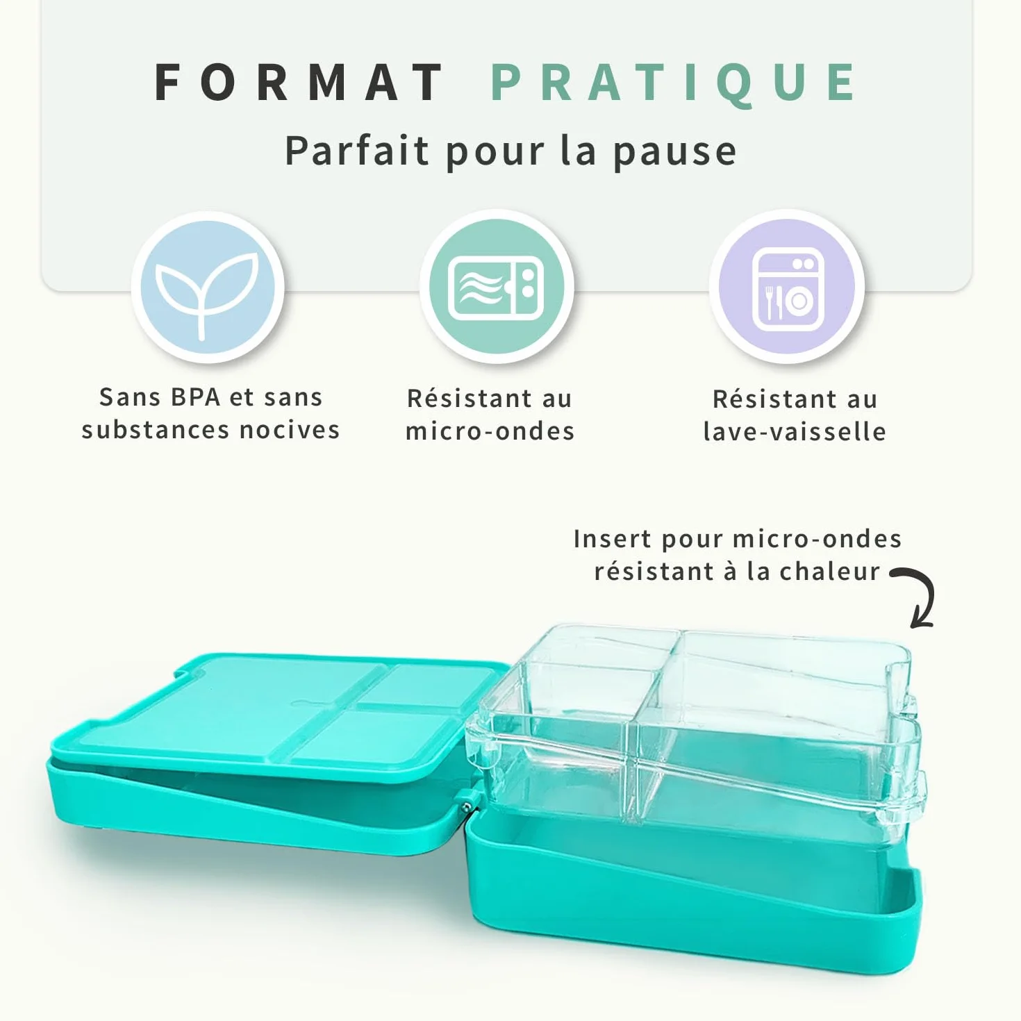 Lunch Box Personnalisée Boite à Goûter Enfant avec Compartiment Micro-ondes Lave-vaisselle Vert Armée