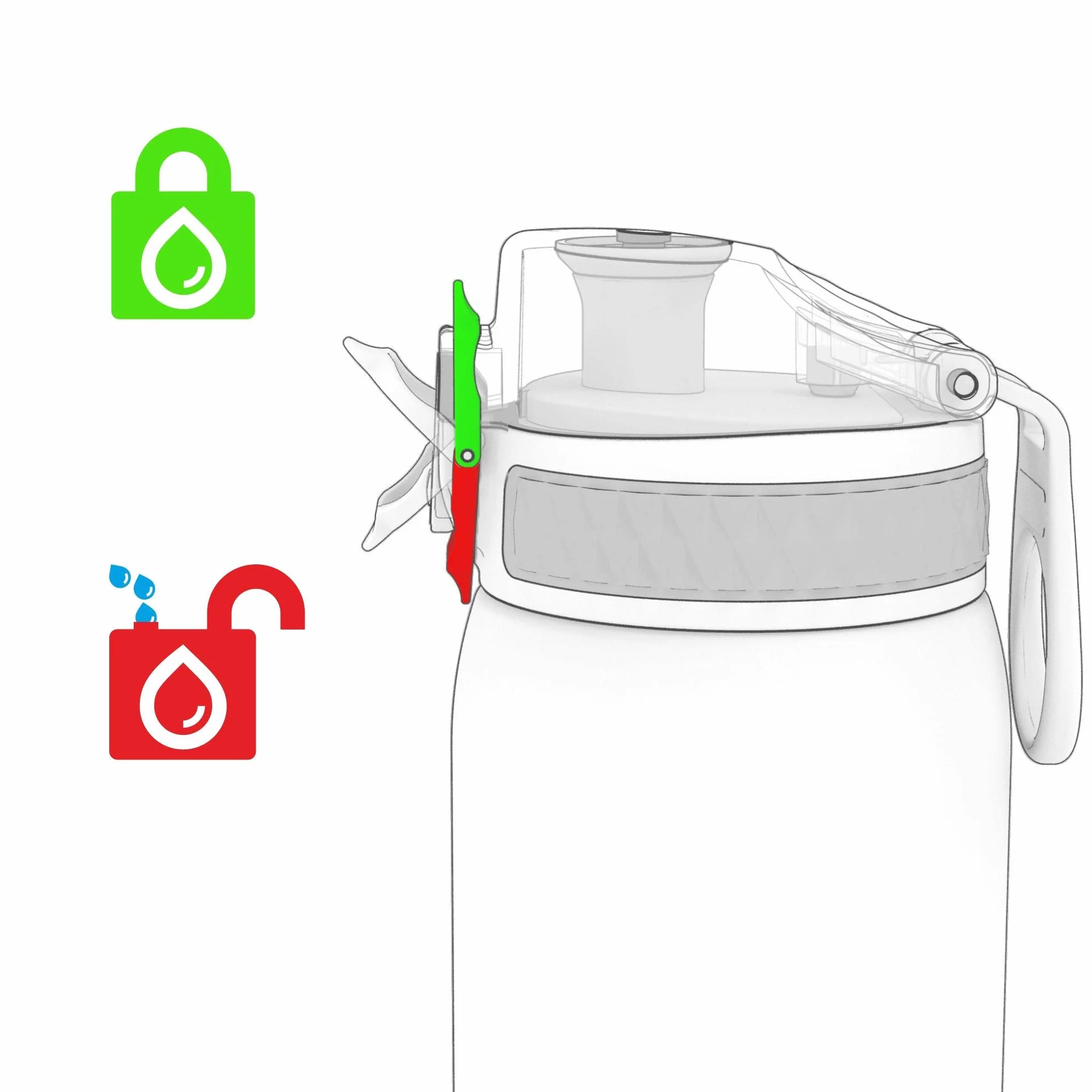 Ion8 Gourde Enfant Inox 400ml Anti-Fuite Facile à Ouvrir Verrouillage Sécurisé Lavable Lave-Vaisselle Poignée Transport Acier Inoxydable Aqua