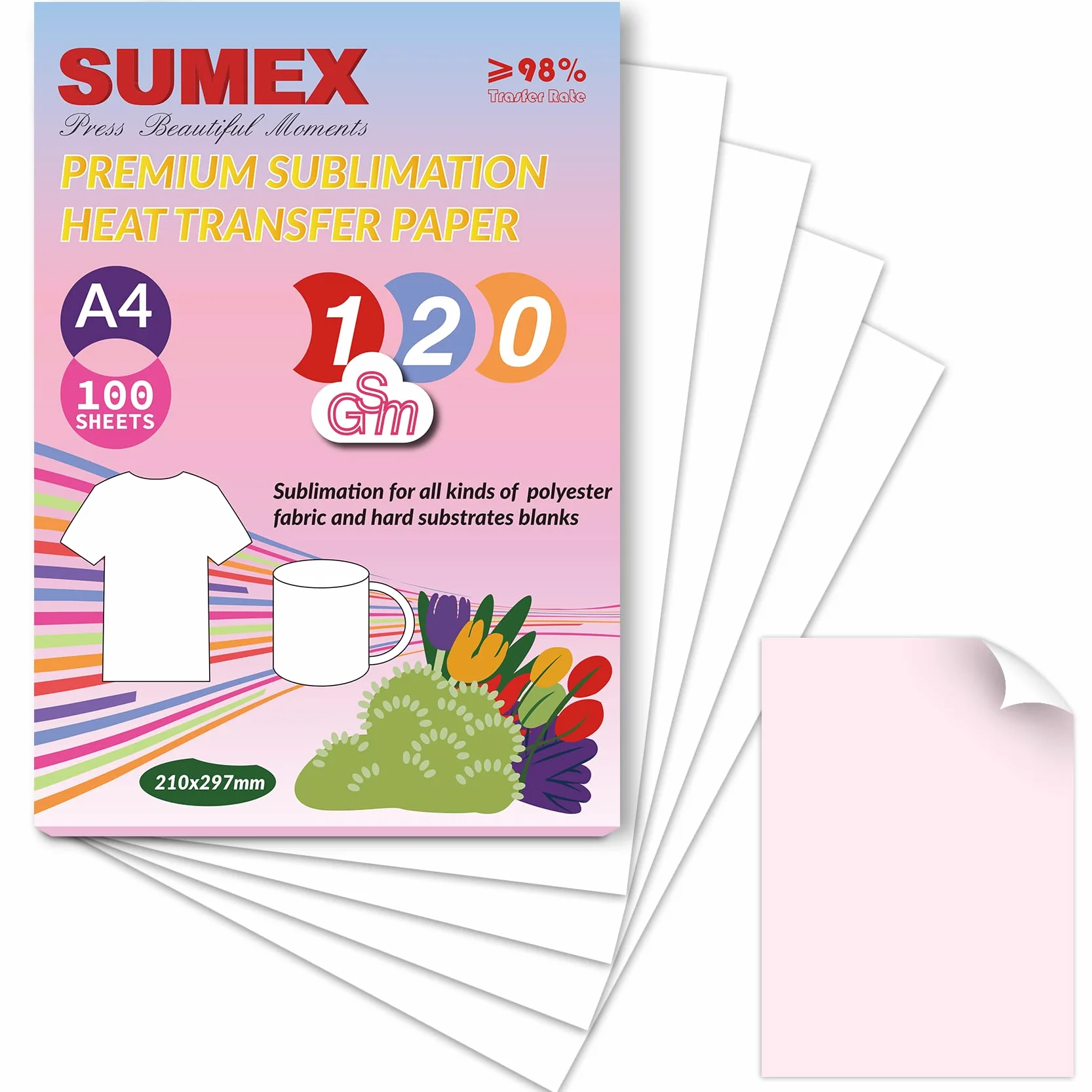 Papier sublimation A4 210x297 mm 100 feuilles 120 g/m² Compatible EPSON SAWGRASS RICOH
