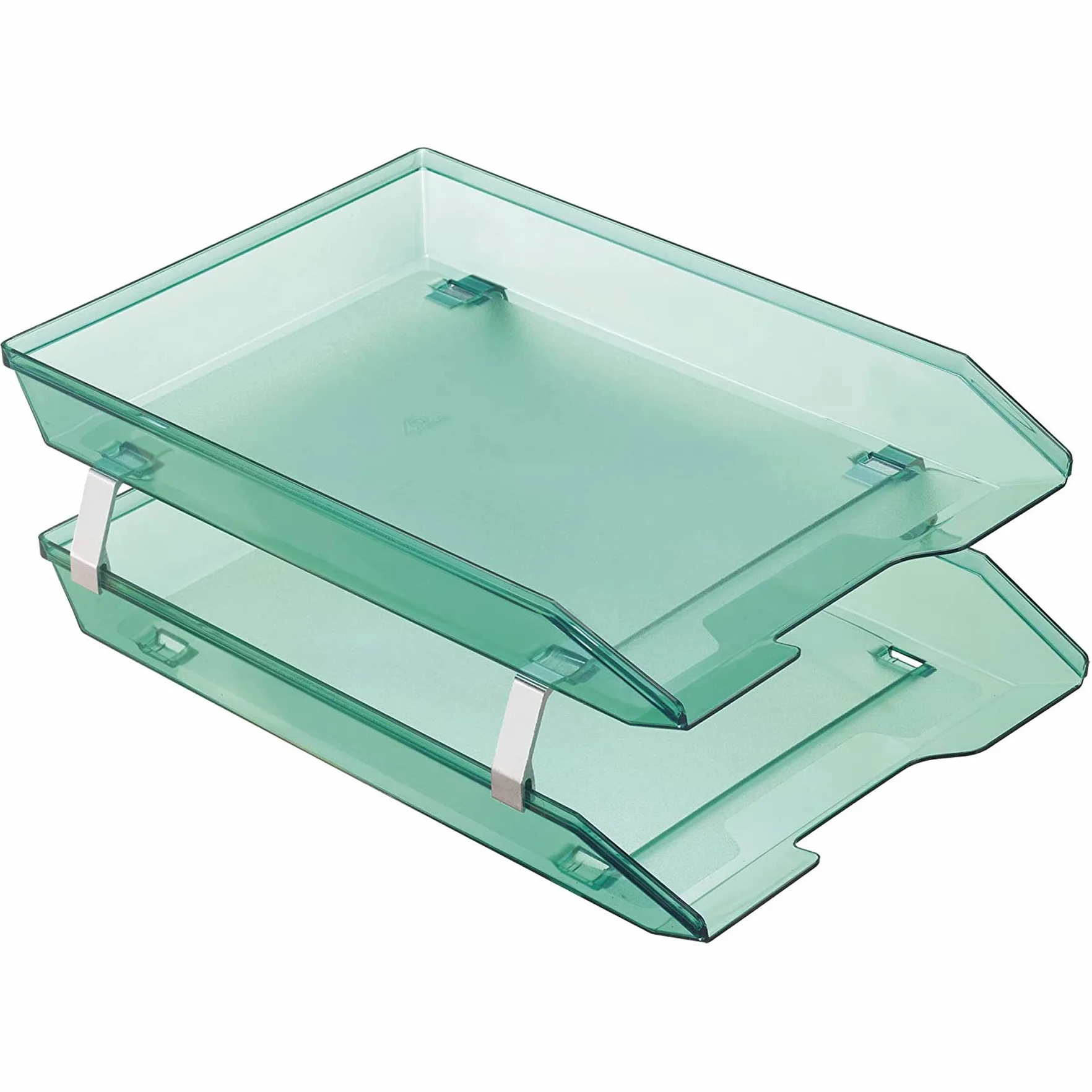 Acrimet Facility Bac à courrier 2 Niveaux Chargement Frontal Format Lettre A4 Organiseur Bureau Plastique Vert Clair