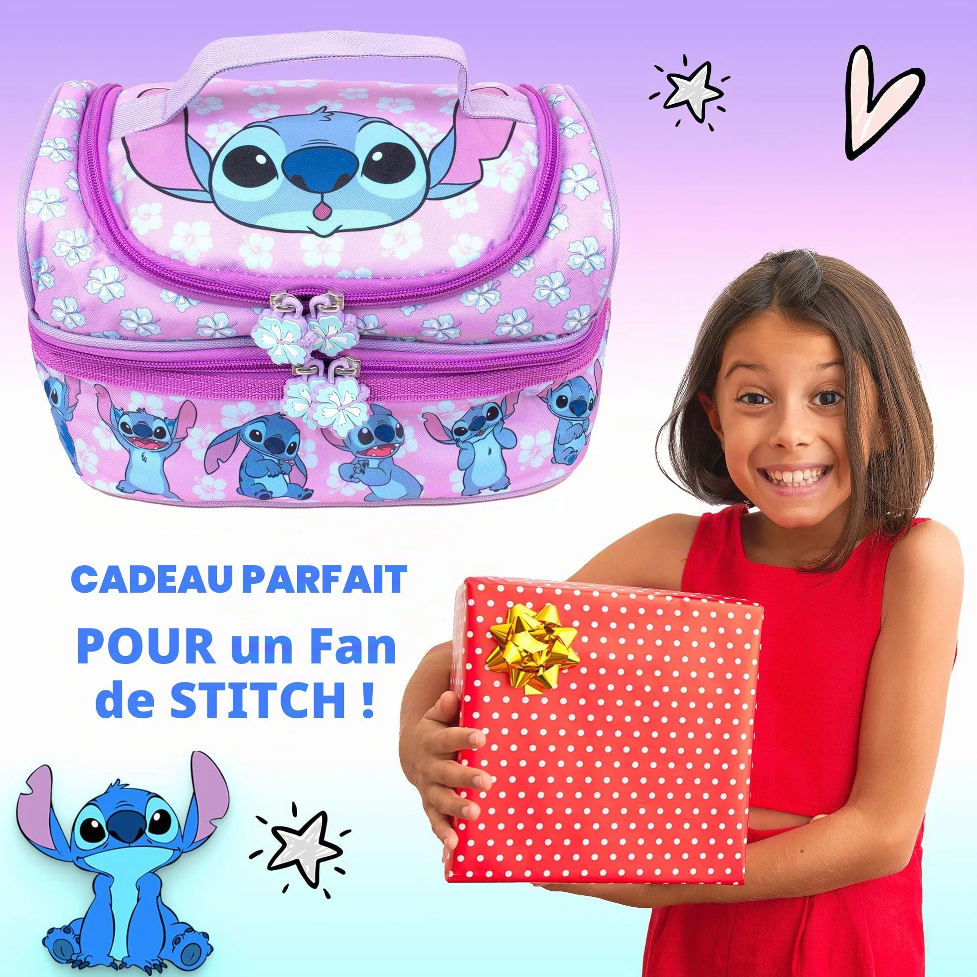 Disney Stitch Sac à déjeuner multi-compartiments isolation thermique double étage filles