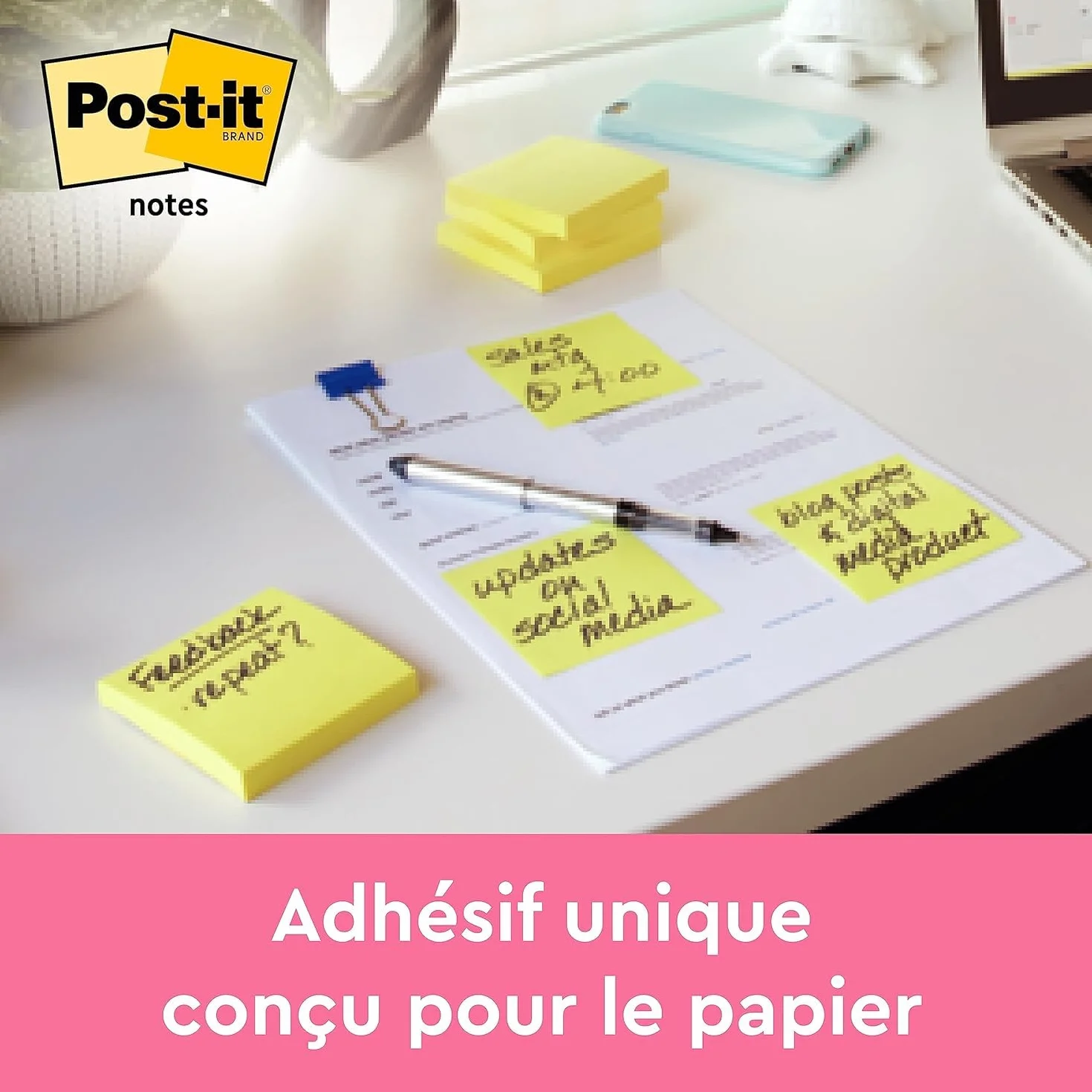 Post-it Notes Autocollantes Jaune Canari 450 Feuilles 76 mm x 76 mm