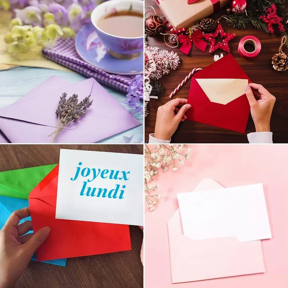 60 Pièces Enveloppes Petit Format 155x105mm - 10 Couleurs Mini Enveloppes Pour Cartes De Voeux, Invitation Mariage