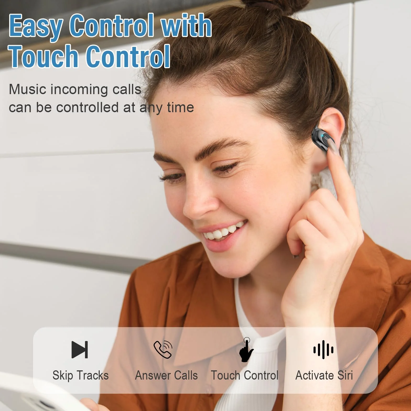 AI Ecouteur Traducteur Instantané 58H Bluetooth 5.4 Ecouteurs sans Fil Open Ear 164 Langues 3 en 1 Traduction Vocale