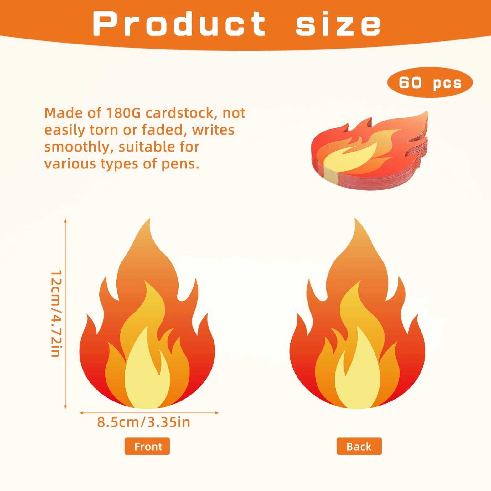 60pcs Flammes Papier Double Face 12x8,5cm Décorer Tableau d'Affichage Pompiers Incendies Camions