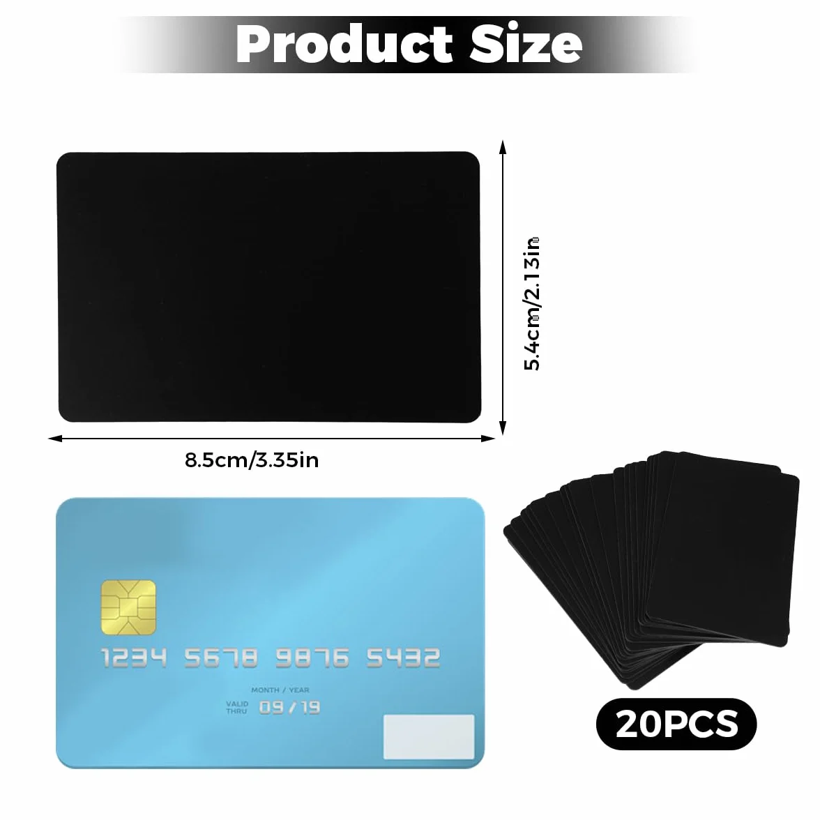 20 Pièces Carte NFC Carrées Réinscriptibles Ntag215 504 Octets Noir