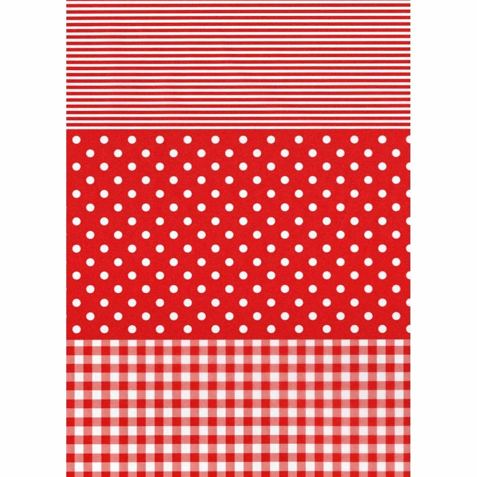 Décopatch FDA484O 20 feuilles 30x40 cm Vichy pois rayé Rouge