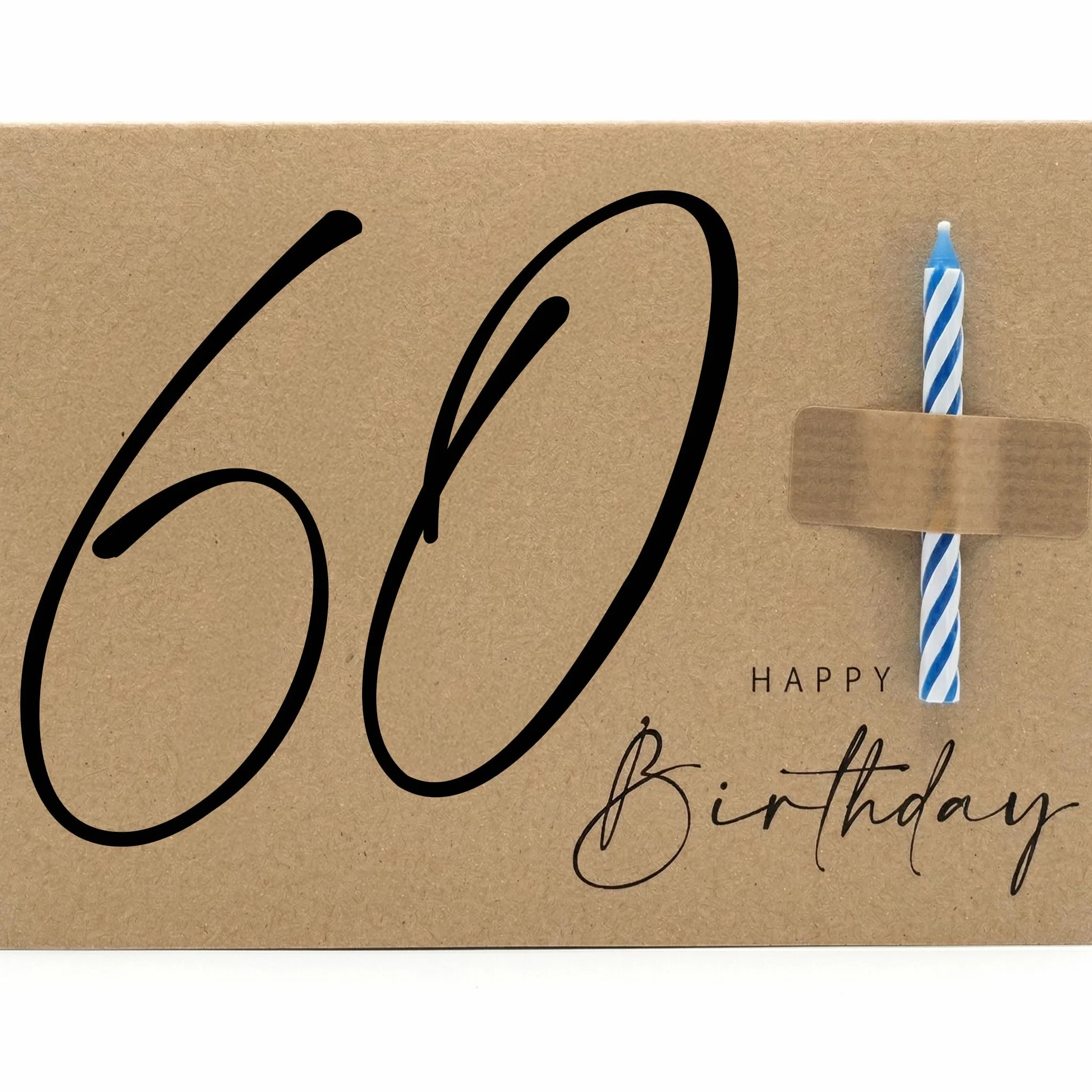 Carte d'anniversaire 60e anniversaire avec bougie – Carte pliante A6 en carton recyclé 400g, enveloppe kraft