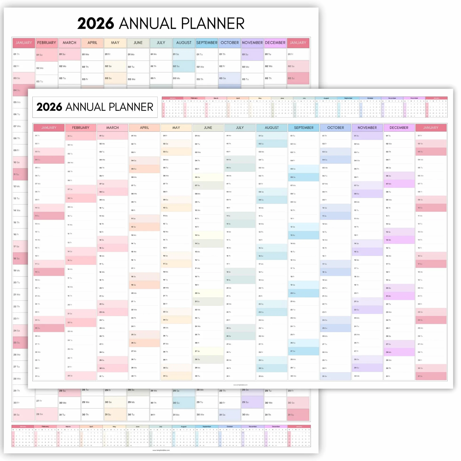 Planificateur mural mensuel 2026 A2 60x42 cm double face calendrier annuel organiseur bureau école