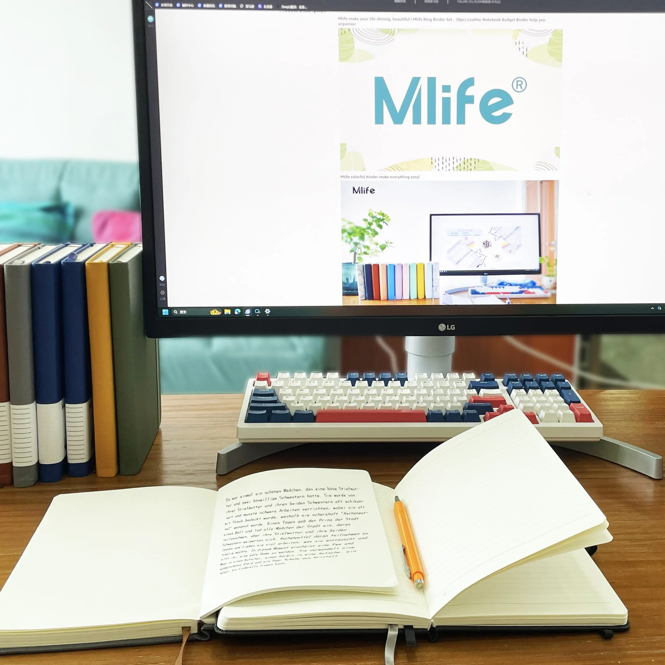 Mlife Carnet de Notes ligné A5 200 Pages PU Hard Cover Notebook Papier 100 g/m² Bleu