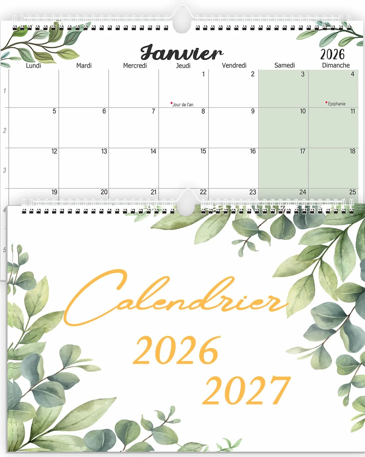 Calendrier Mural 2026 2027 A4, Calendrier Mensuel 18 Mois, Planificateur Familial