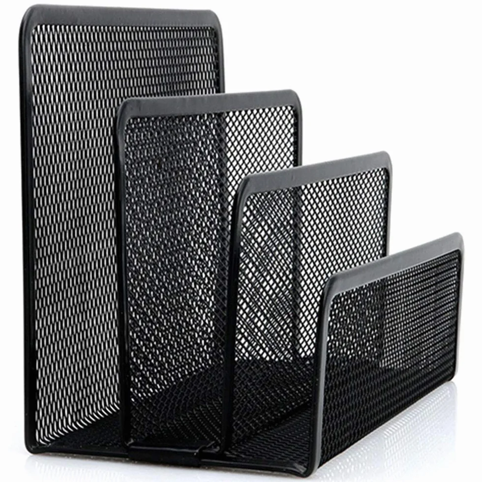 Porte-courrier en maille métallique verticale 3 compartiments