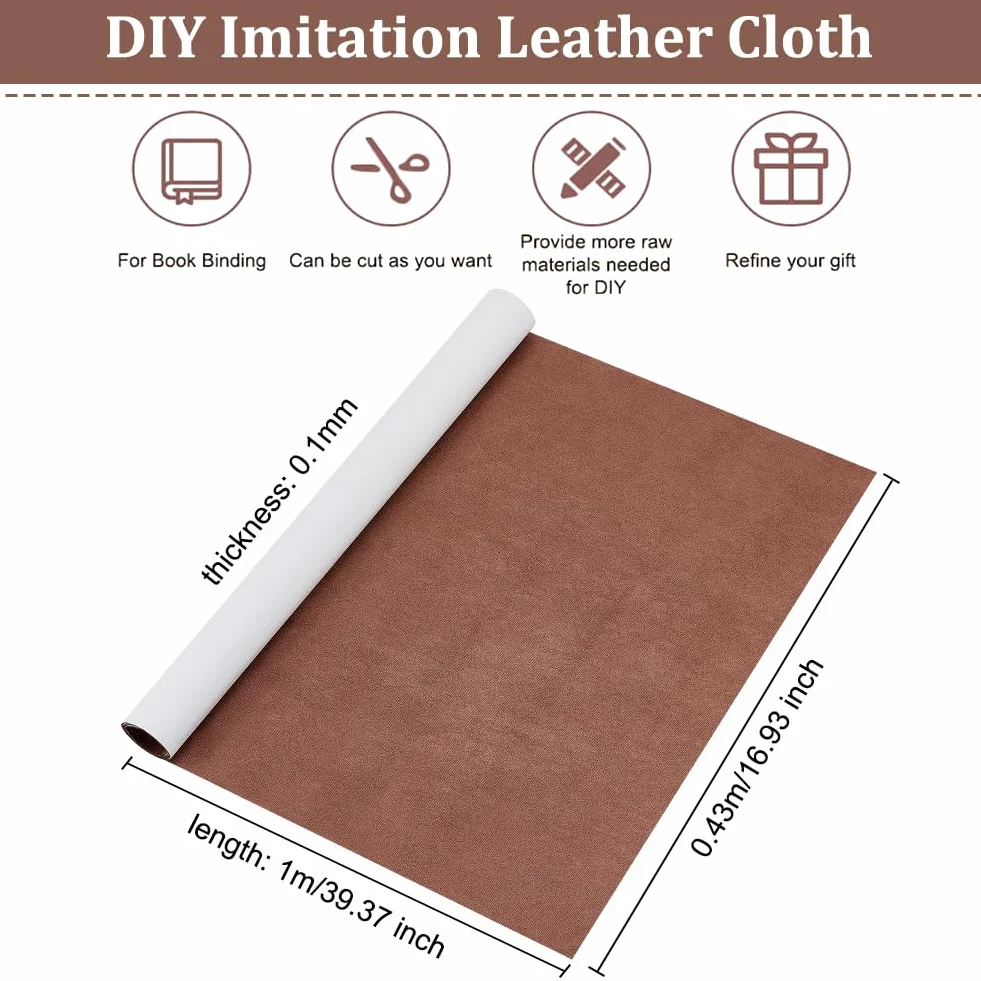 OLYCRAFT Simili Cuir Tissu Couverture de Livre 100x43cm café pour Reliure de Livres
