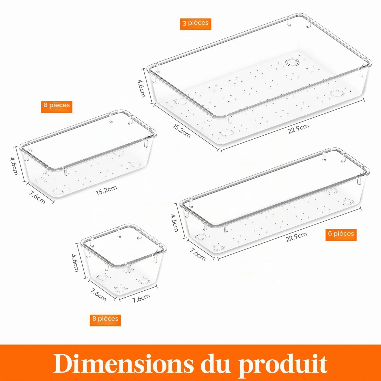 Lifewit Lot de 25 Organisateurs de Tiroirs Transparent, Rangement Diviseur Plateau pour Papeterie Maquillage Bijoux