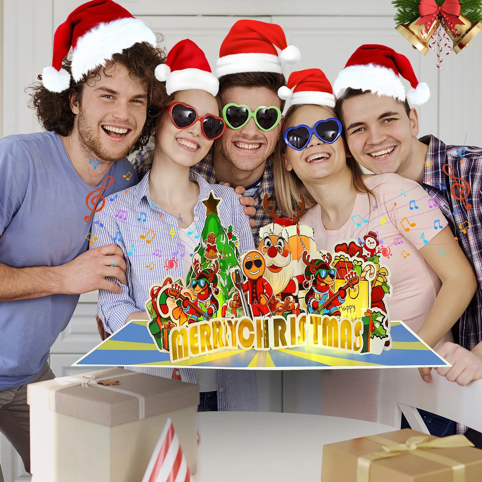 Carte de Noël pop-up 3D avec musique et lumière
