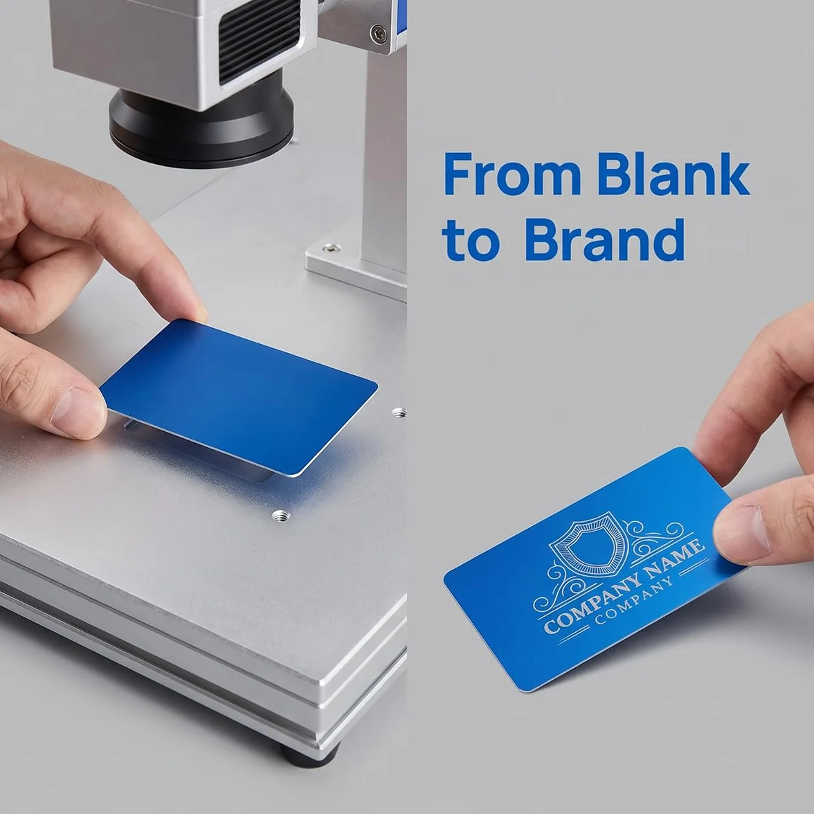 Cartes de Visite en Métal 50 Pièces, Gravure Laser, Vierge Gravée, pour Bureau et Activités Commerciales (Bleu)