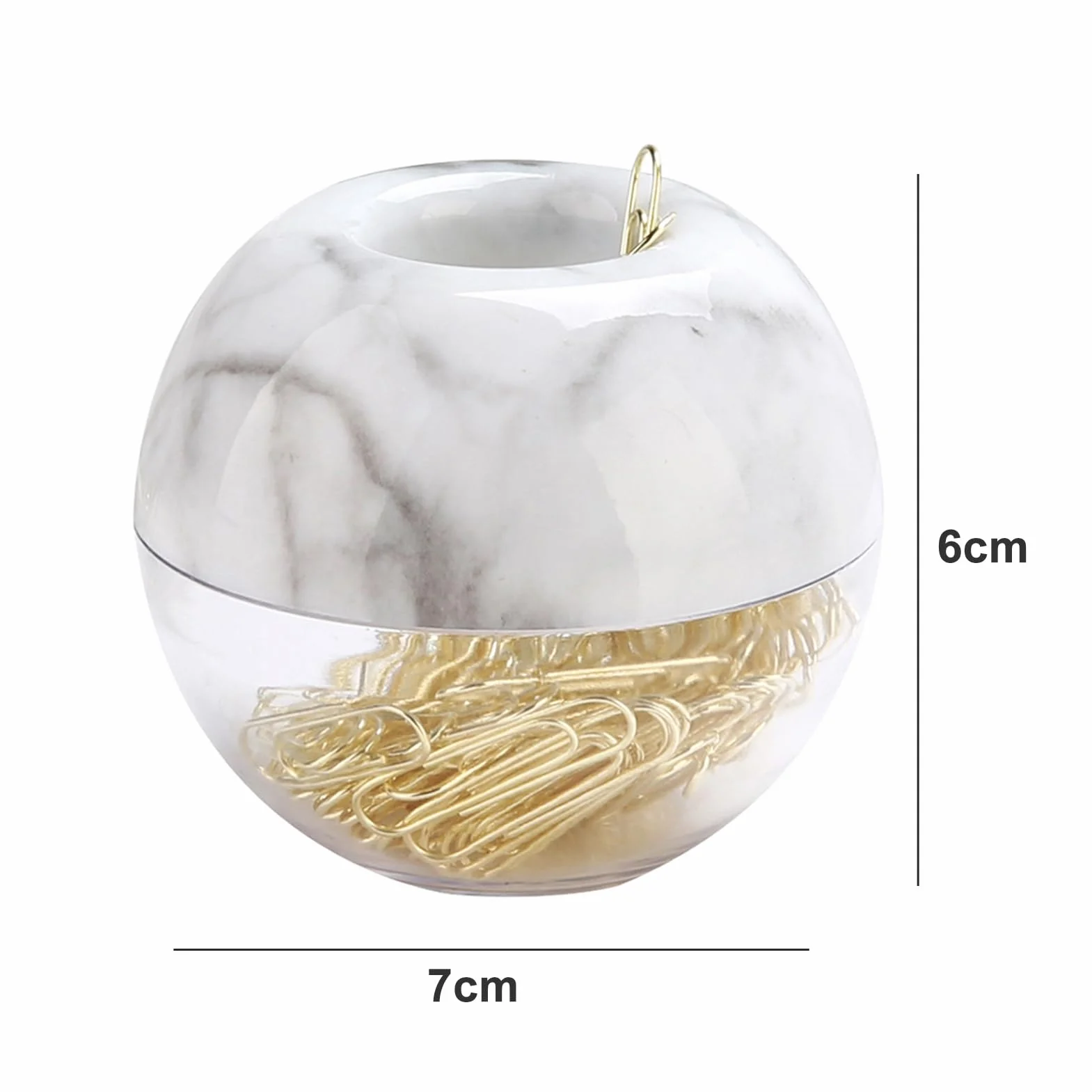 Porte-trombones magnétique marbre métallique brillant, 100 clips, organisateur bureau boîte rangement blanc