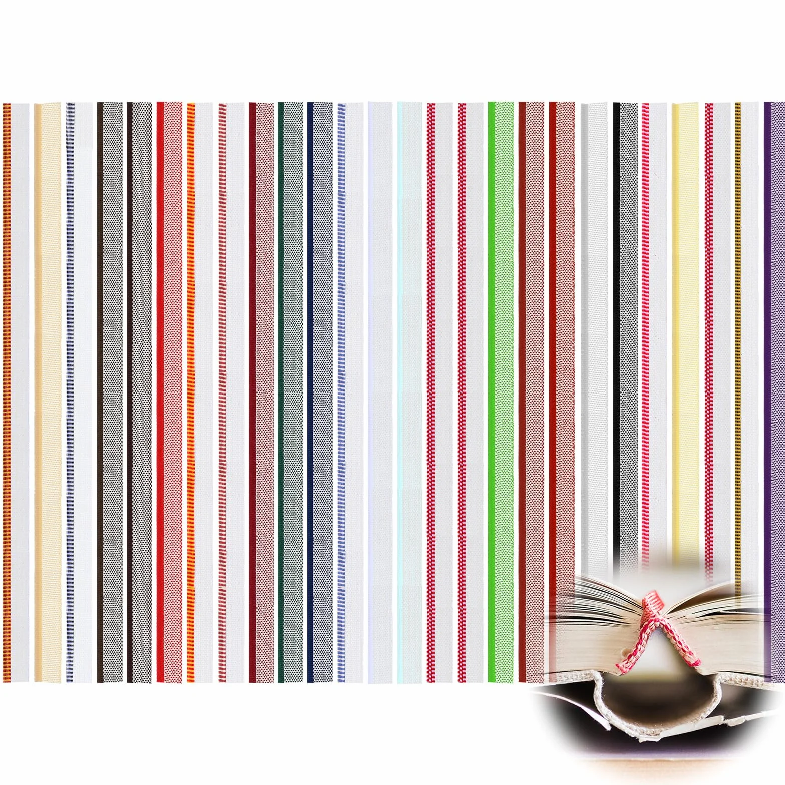 Kit de reliure de livre Lot de 26 bandeaux 30 x 1,3 cm en coton 26 couleurs