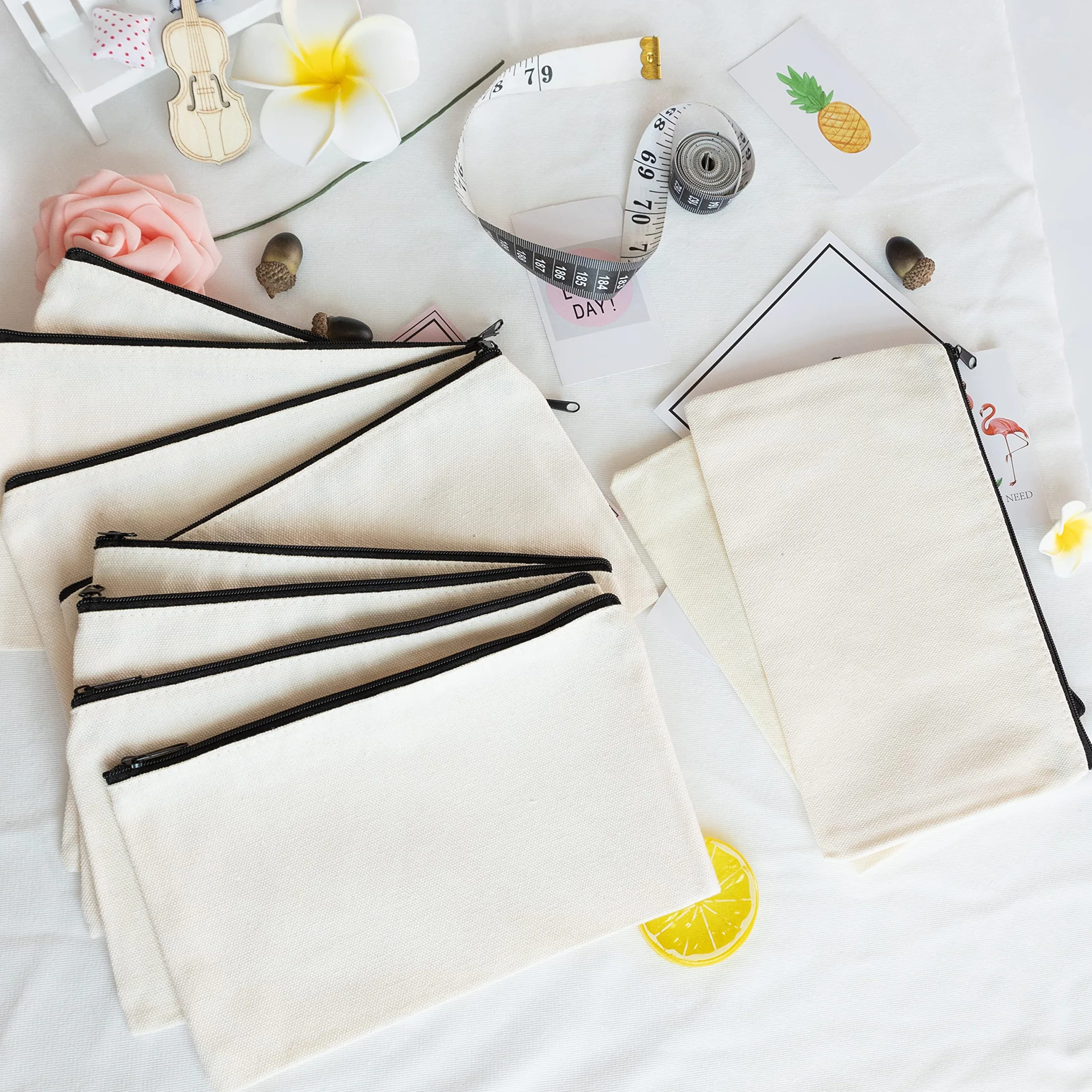 Lot de 20 Pochettes Zippées en Tissu pour Graffiti et Impression