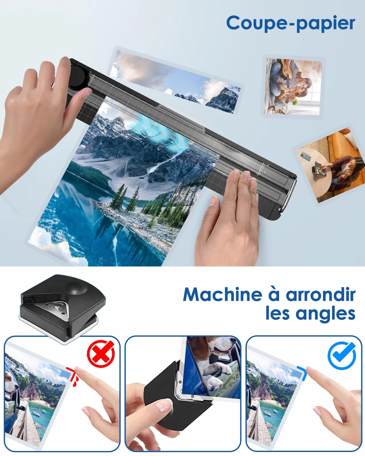 Plastifieuse A4 5 en 1 avec 30 Feuilles, Machine à Plastifier A4/A5/A6, Plastification à Chaud et à Froid avec Coupe-papier