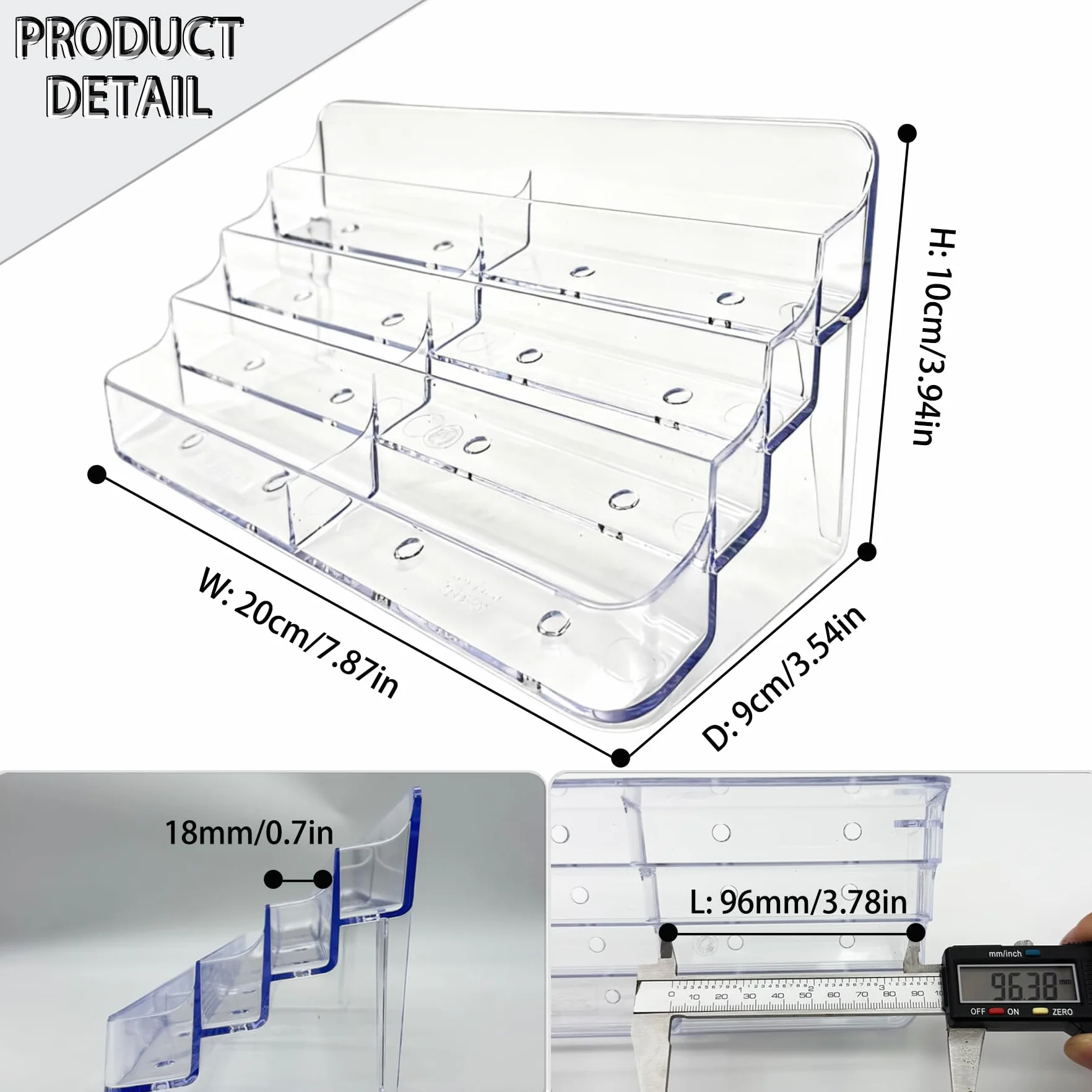 Porte-cartes de bureau en acrylique transparent 8 compartiments Lot de 2