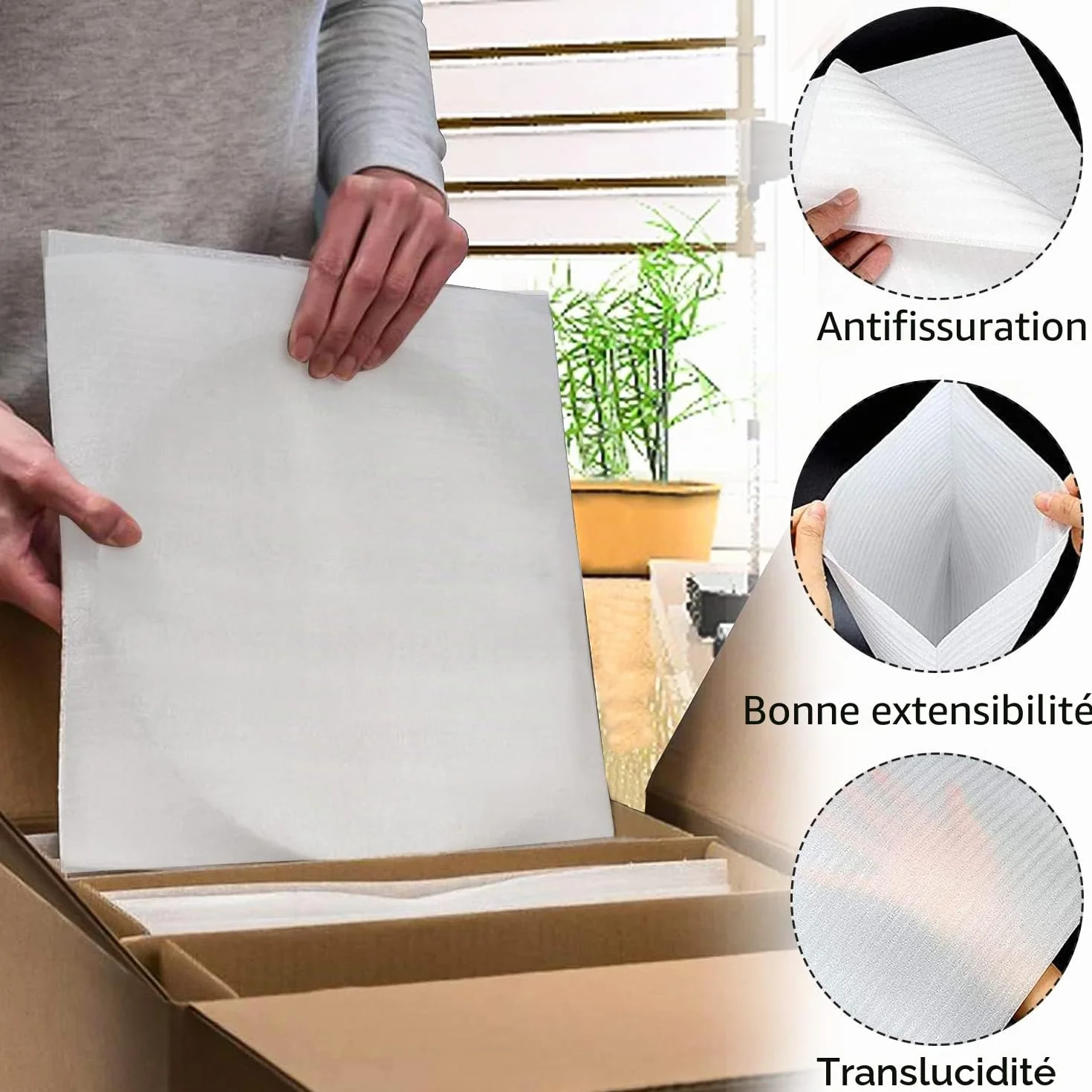 Feuilles Mousse Papier Bulle Déménagement Carton Vaisselle Verres Plats Assiettes 100PCS