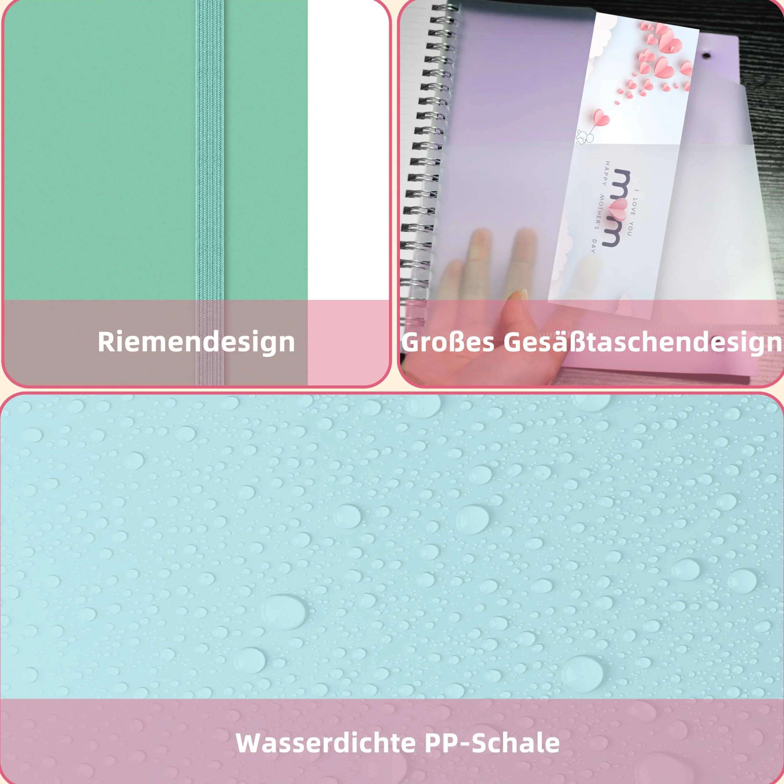 Carnet A5 Ligné 300 Pages Spirale Papier 100g/m² Couverture Rigide PVC 14,5 x 21 cm Vert