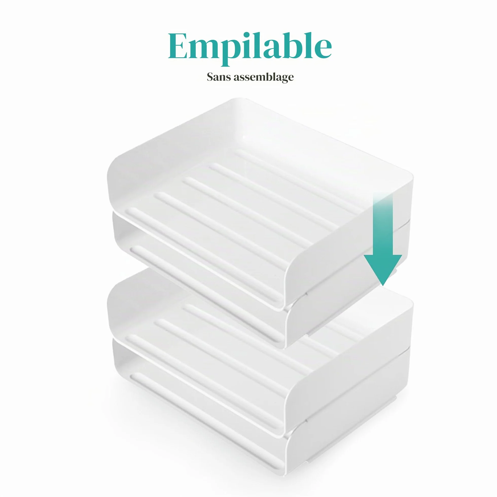 Corbeille à courrier empilable Stable-Bac à courrier Organisateur de Bureau Porte-Documents A4 Blanc 4 couches