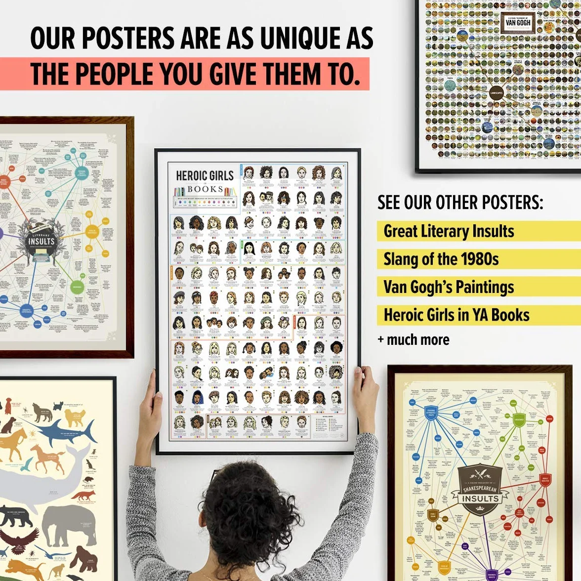 Curious Charts Commission Poster insultes de Shakespeare – Drôle – Cadeau pour amateurs de livres, 40,6 x 50,8 cm