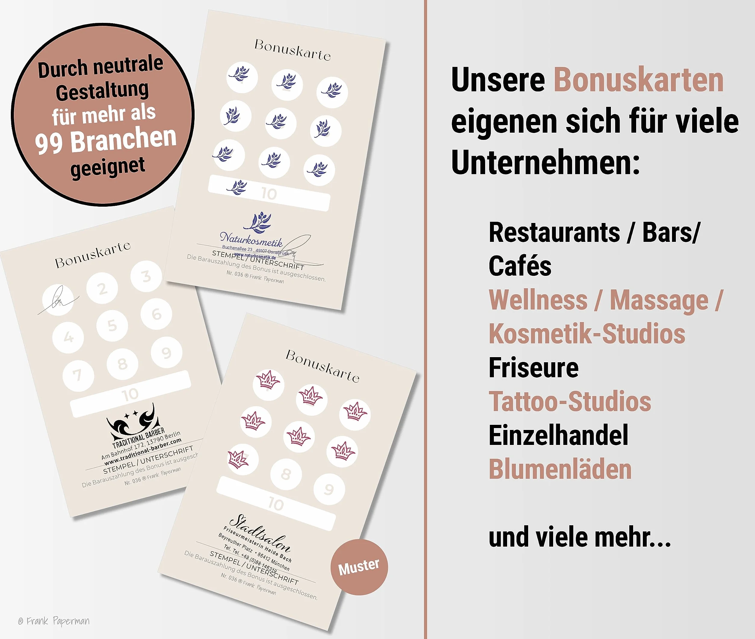 Lot de 125 cartes bonus fidélité pour salon beauté