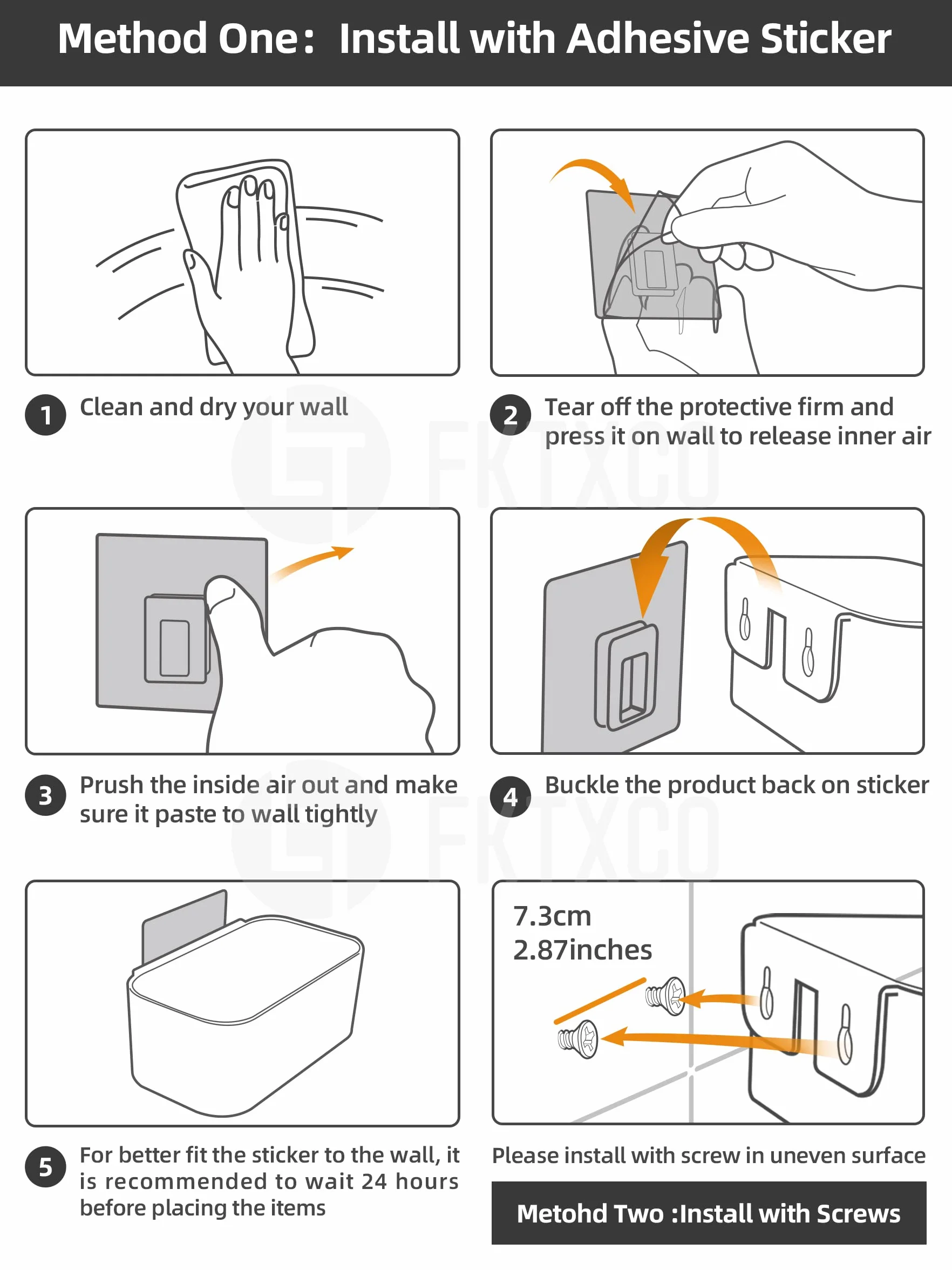 Support mural à suspendre sans perçage pour porte de bureau, poche unique en plastique blanc cassé